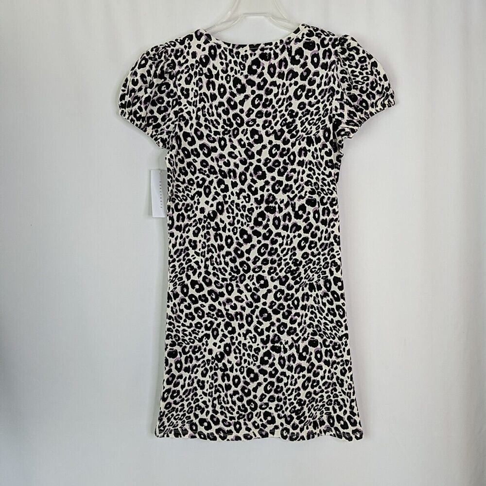 Sanctuary Cheetah Print Black Lavender Ivory Sheath Dress Puff Sleeve Size 16 - Picture 8 of 8
